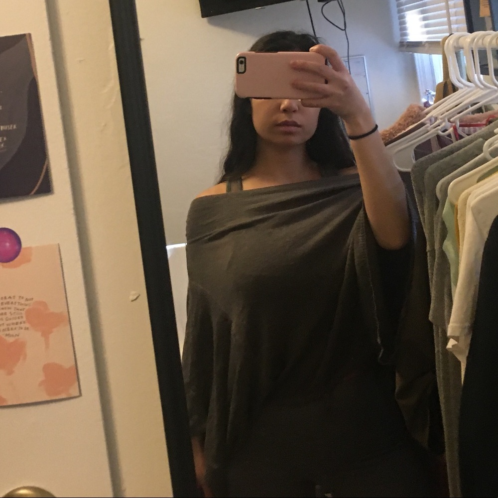Grey poncho shirt.